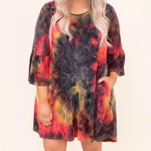 Chic Soul Tie Dye Bell Sleeve Dress